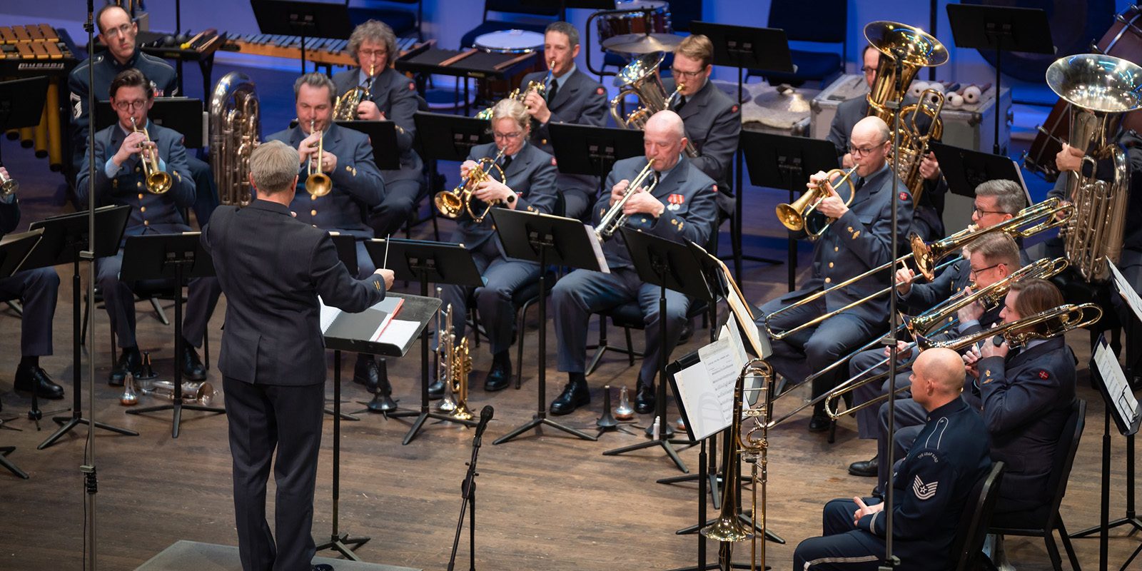 United States Air Force Band performs on a stage