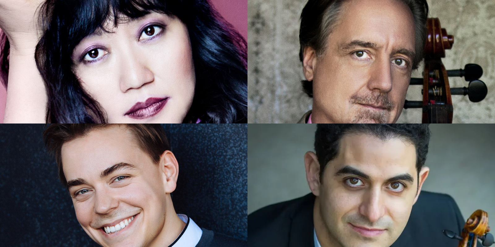 A collage of four headshots showing two women and two men, each looking at the camera. The backgrounds and lighting differ in each portrait, highlighting their individual facial features and expressions.